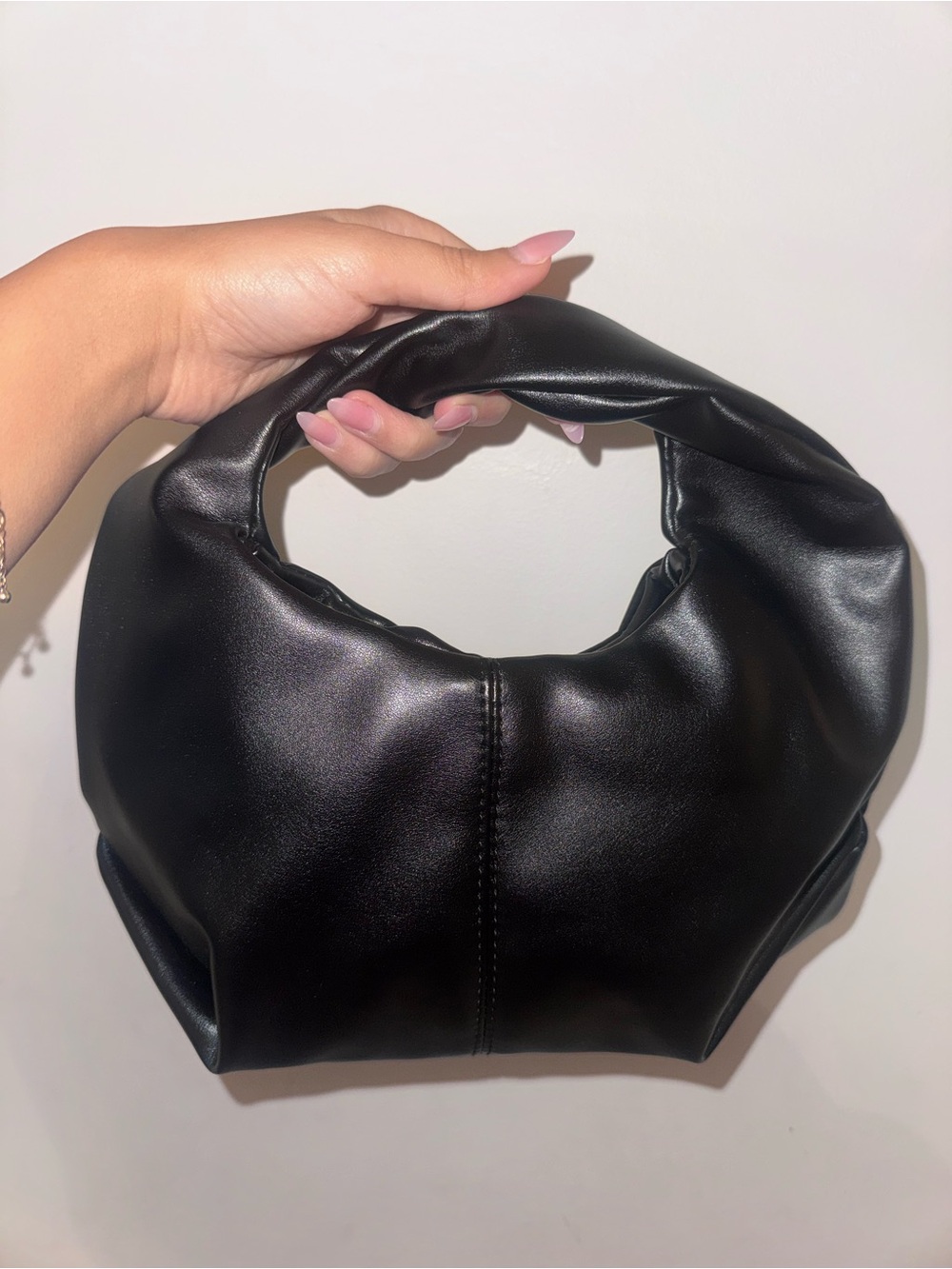 Minimalist Black Mini Hobo Bag with Soft Handle